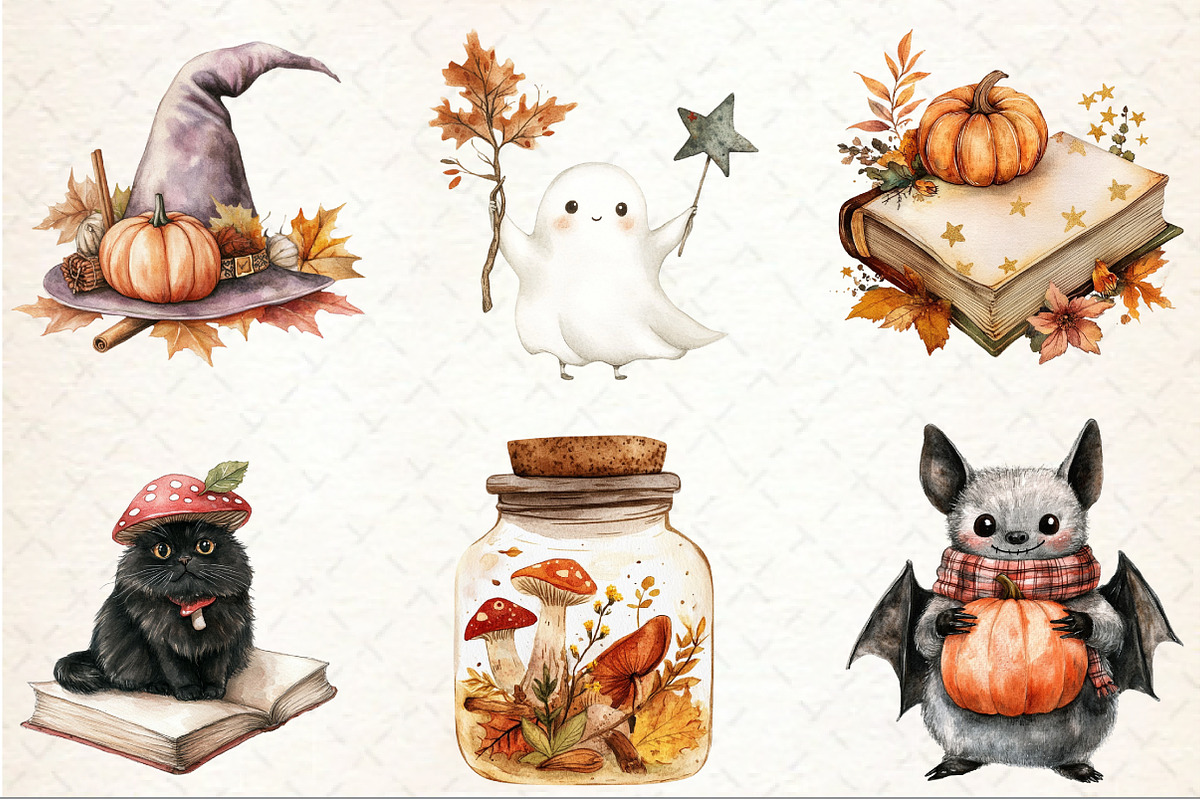 Cute Witchy Autumn Clipart, an Illustration by Rose Art (Photo 3 of 7)