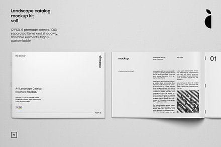 A4 Landscape Catalog Mockup kit, a Books & Magazine Mockup by Catkie - Digital Art