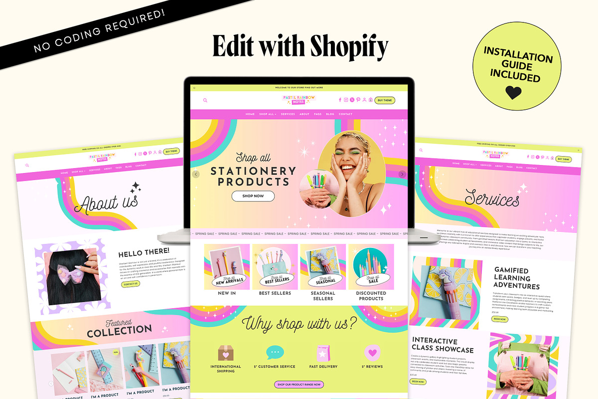 Rainbow Shopify Website Theme, a Shopify Template by Template Twist Shop (Photo 5 of 9)