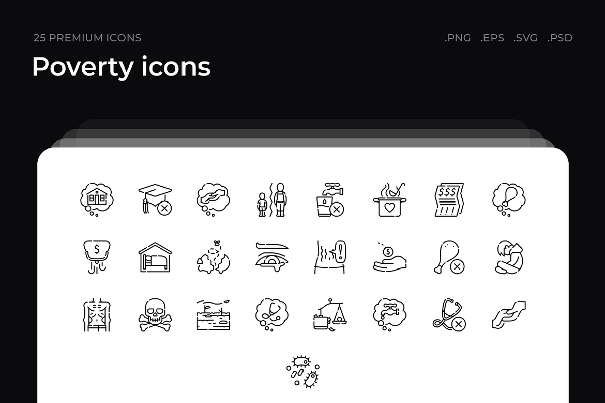 Poverty icons, an Outline Icon by Wencory