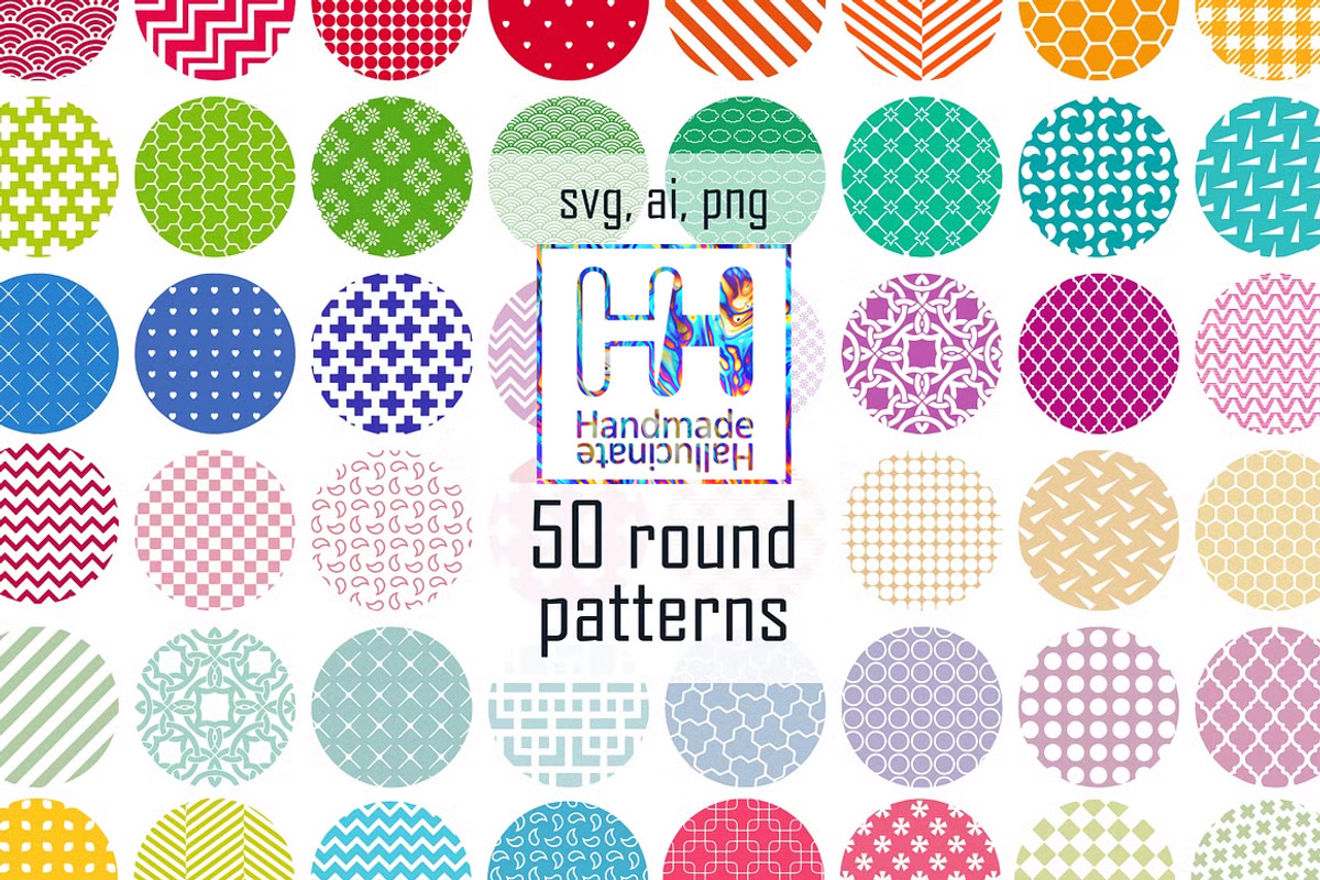 50 round patterns in vector and png, a Background Graphic by ...