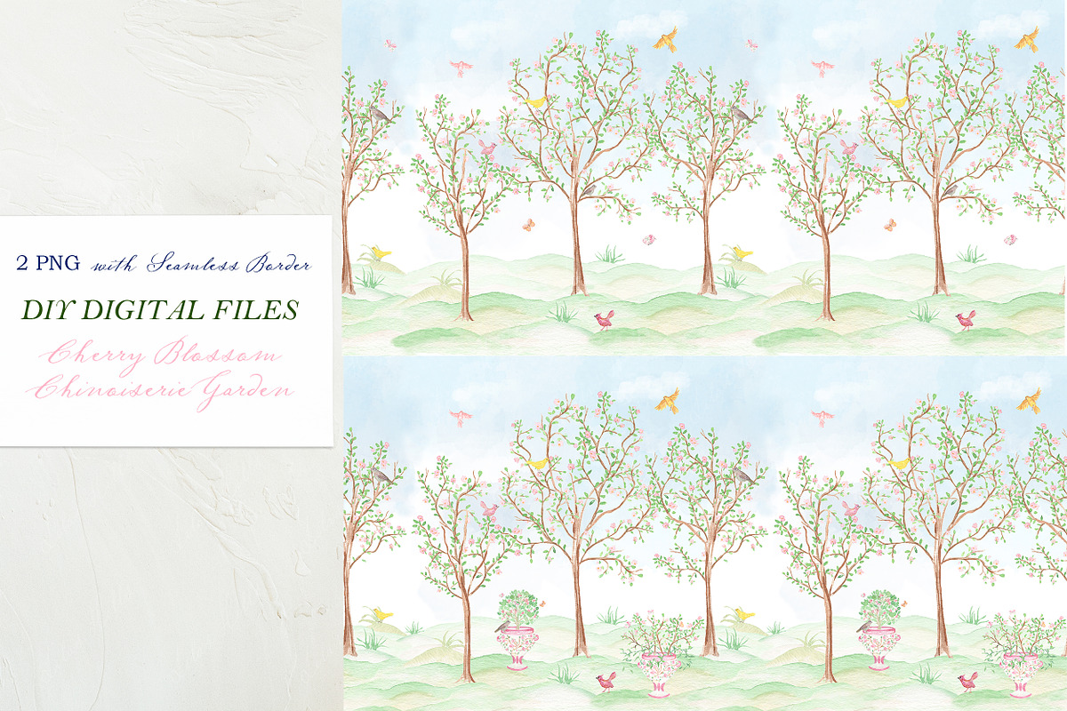 Cherry Blossom Chinoiseries Garden, a Graphic by LABFcreations (Photo 4 of 6)