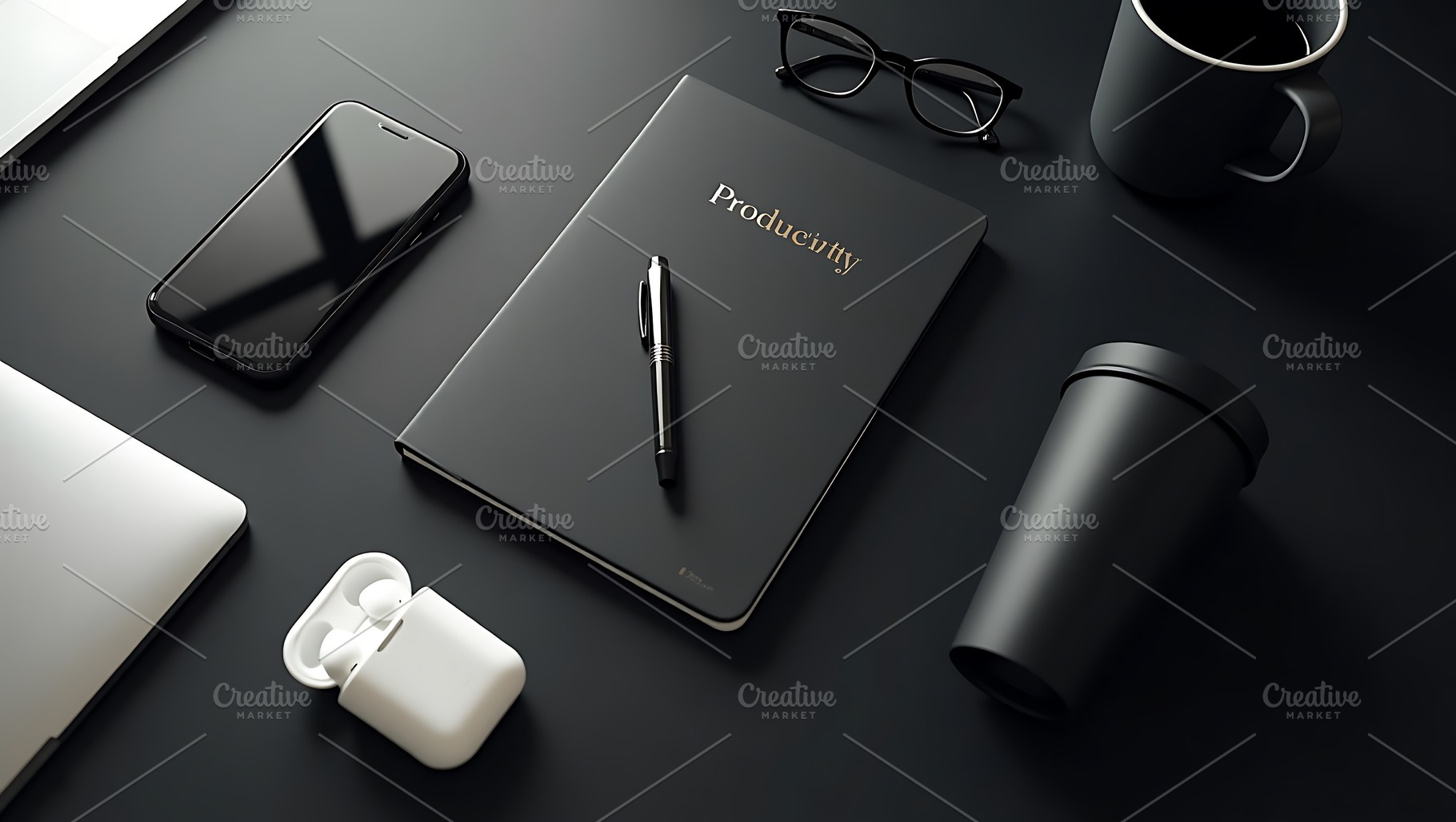 Minimalist Dark Productivity Desk, an Arts & Entertainment Photo by Artonix