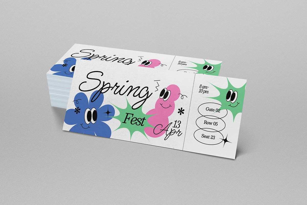 Pink Cartoon Spring Festival Ticket, a Card Template by graphicook