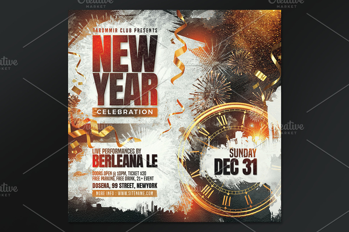2 New Year Flyer Bundle, a Flyer Template by Tarommir (Photo 3 of 5)