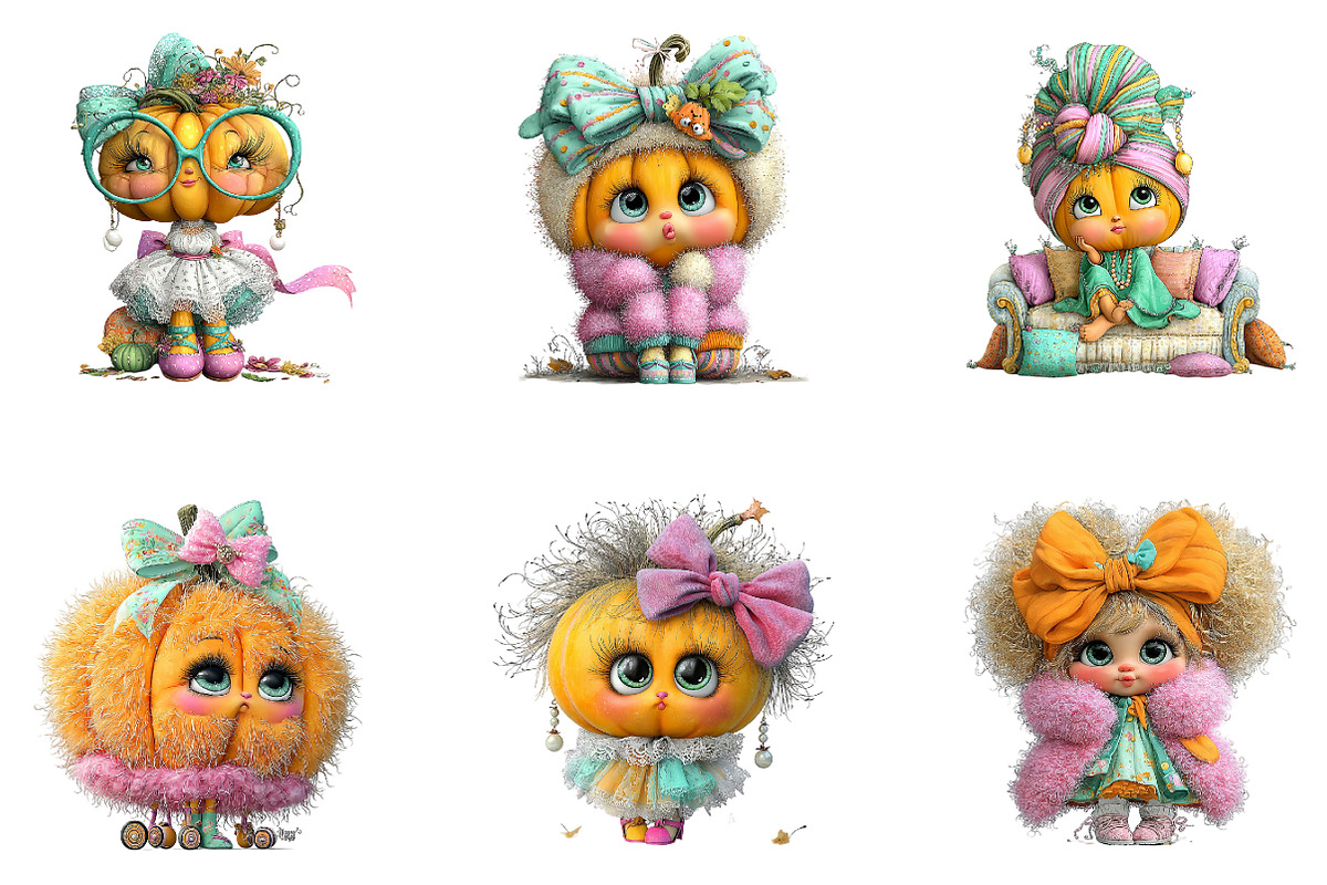 Quirky Coquette Pumpkin Clipart PNG, a Seasonal Illustration by CreationArt (Photo 3 of 5)
