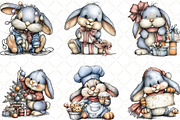 Whimsical Christmas Bunny Clipart, an Illustration by Black Bird Studio (Thumbnail 3 of 6)