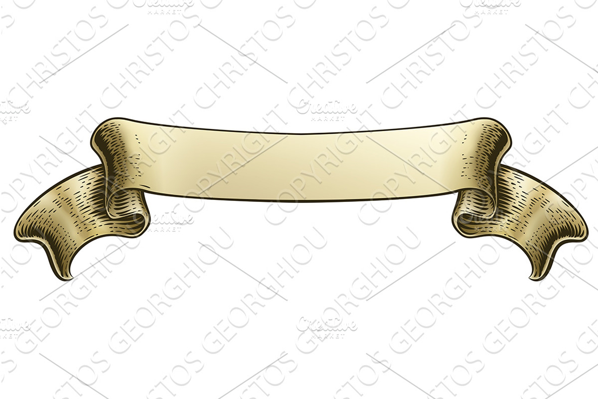 Scroll Vintage Woodcut Banner Paper, a Texture Illustration by Christos Georghiou