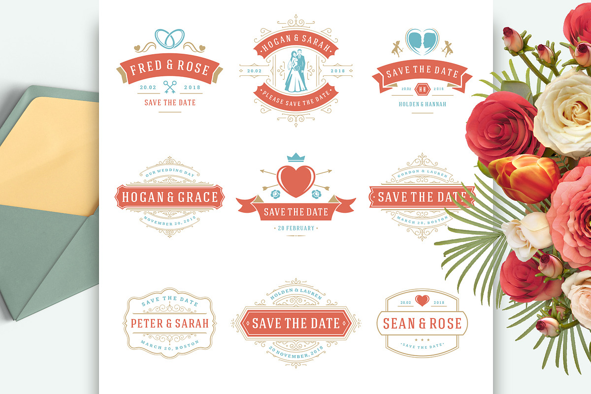 18 Wedding Logos and Badges, a Branding & Logo Template by Vasya Kobelev (Photo 4 of 15)