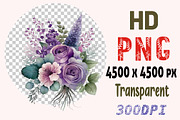 Watercolor Purple Flower Bouquets, a Decorative Illustration by ARTify Illustrations (Thumbnail 2 of 2)