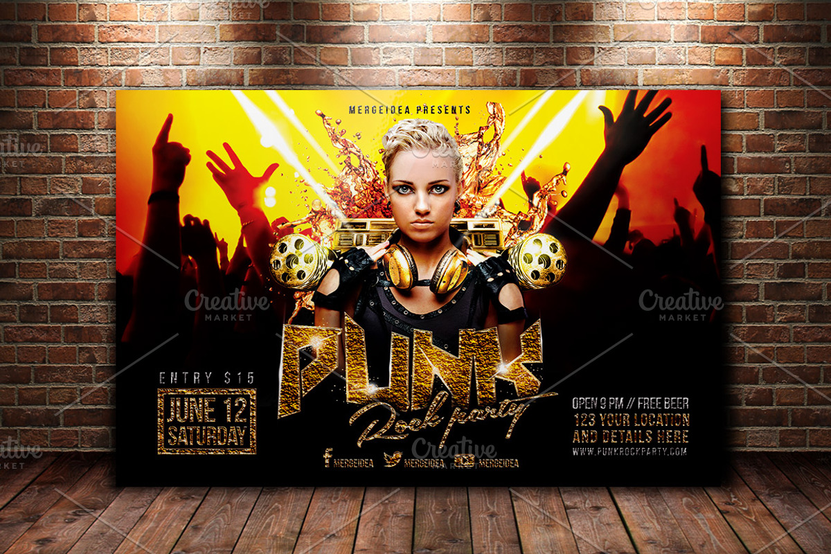 Punk Rock Party Flyer Template, a Flyer Template by MergeIdea (Photo 3 of 3)