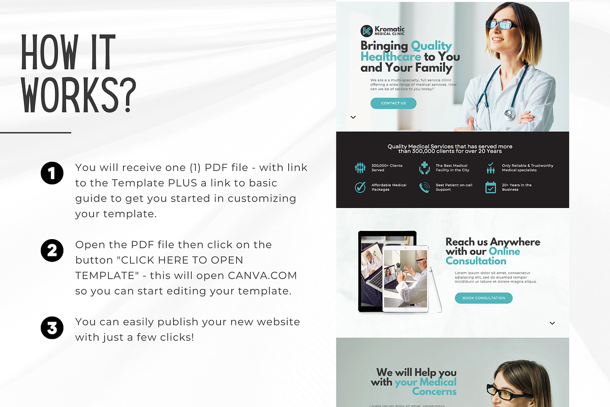 Medical Clinic Canva Website, a Landing Page Template by Kromatic Design Studio (Photo 7 of 8)