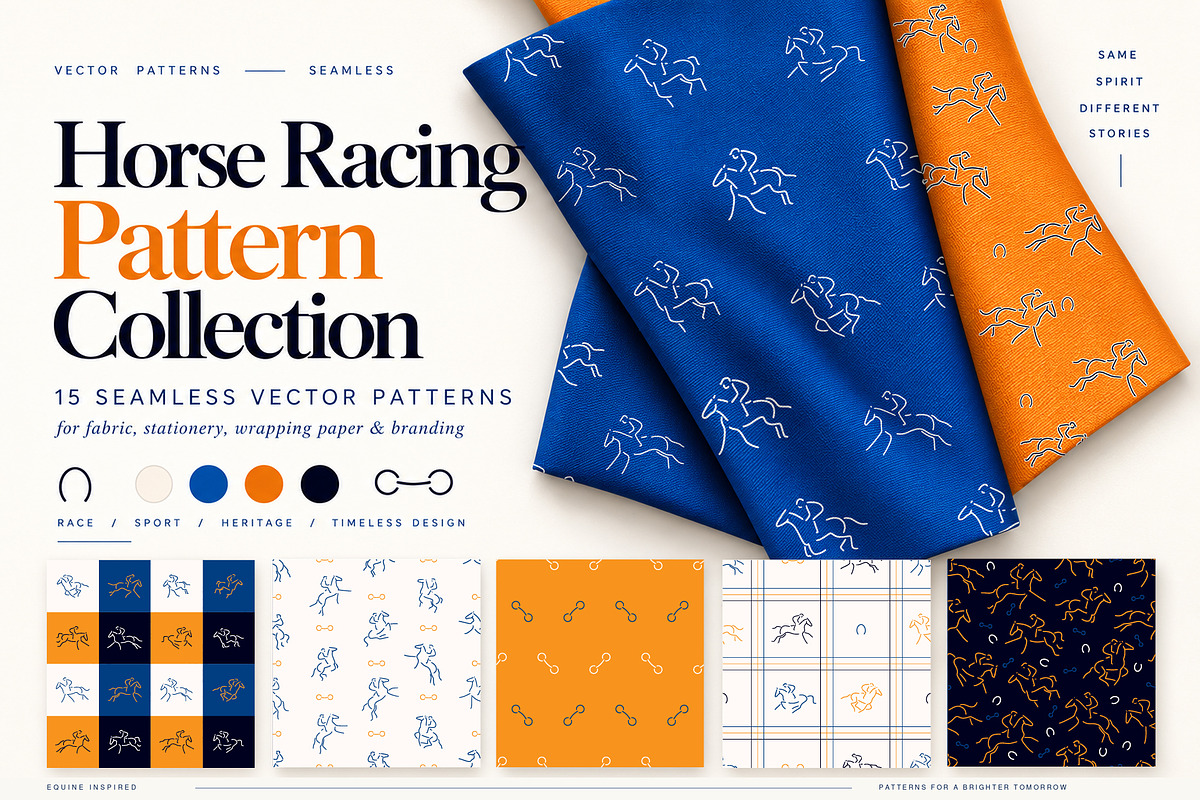 Horse racing pattern collection, an Animal Illustration by Naurider (Photo 1 of 5)