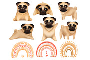 Big collection of cute pugs, an Animal Illustration by YuNa (Thumbnail 3 of 8)