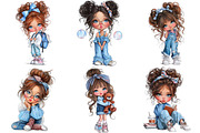 Quirky Cute Little Girl Clipart, an Illustration by Craft Nest (Thumbnail 5 of 10)