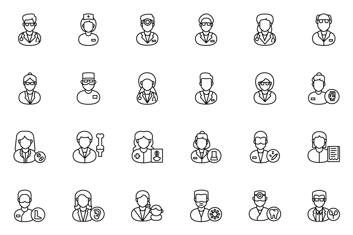 Medical Staff Outline Icons, an Outline Icon by vectorstank (Photo 3 of 6)