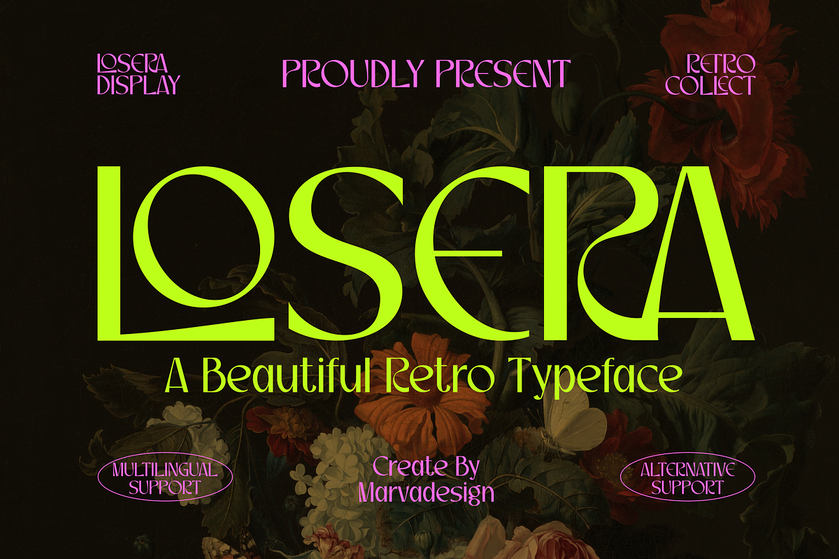 Losera - A Beautiful Retro, a Sans Serif Font by Marvadesign (Photo 1 of 7)