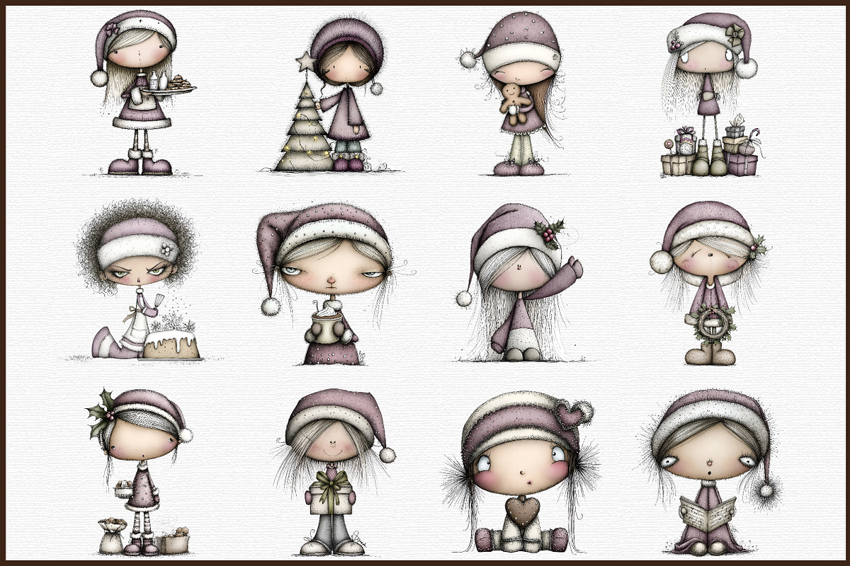 Sweet Cute Christmas Mrs Santa Claus, an Illustration by Sublimation Artist (Photo 3 of 6)