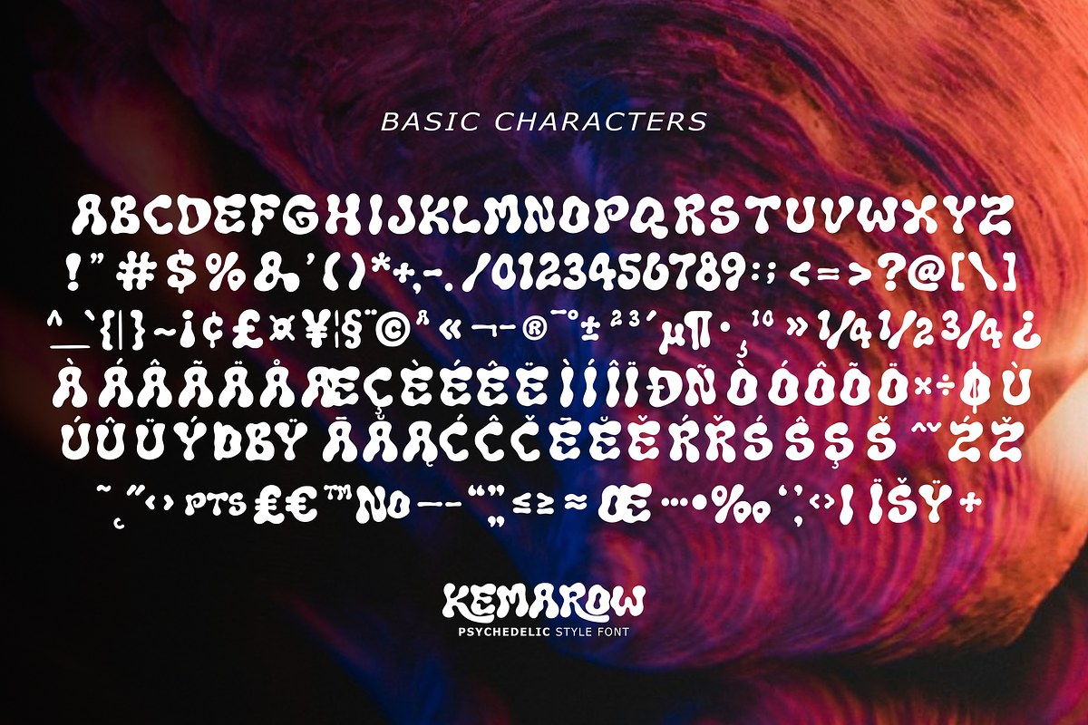 Kemarow - Psychedelic font, a Handwritten Font by Majelis Art (Photo 7 of 9)