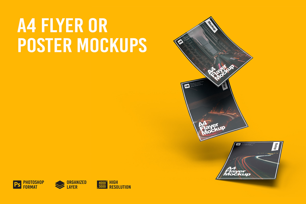 A4 Flyer Mockup, an Advertising Mockup by Aprndy85 (Photo 1 of 3)