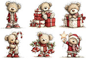 Christmas Teddy Bear Clipart, a Seasonal Illustration by Black Bird Studio (Thumbnail 5 of 7)