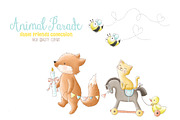 Woodland animals parade clipart, an Animal Illustration by Magic Story Studio (Thumbnail 3 of 6)