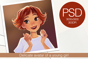 Pretty girl cartoon portrait