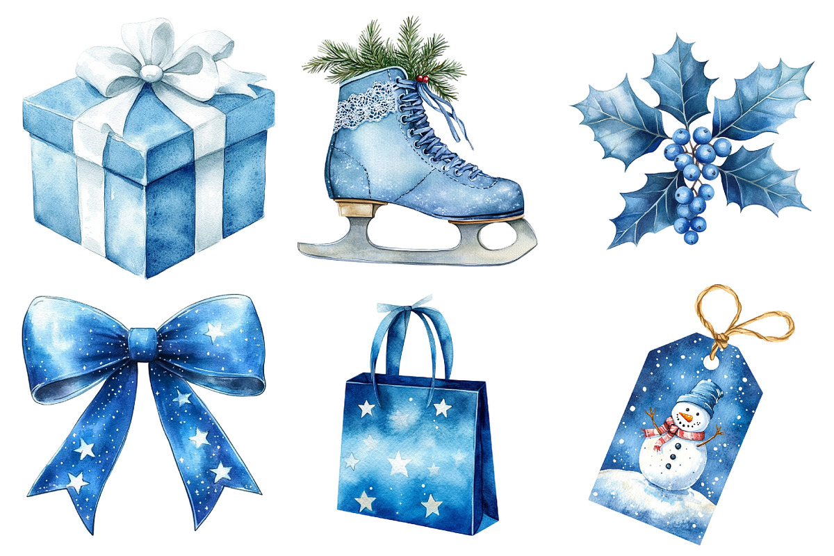 Blue Christmas Clipart Sublimation, an Illustration by Daily.Designs (Photo 5 of 5)