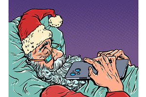 Pop Art Retro Santa Claus sleeps, an Illustration by studiostoks