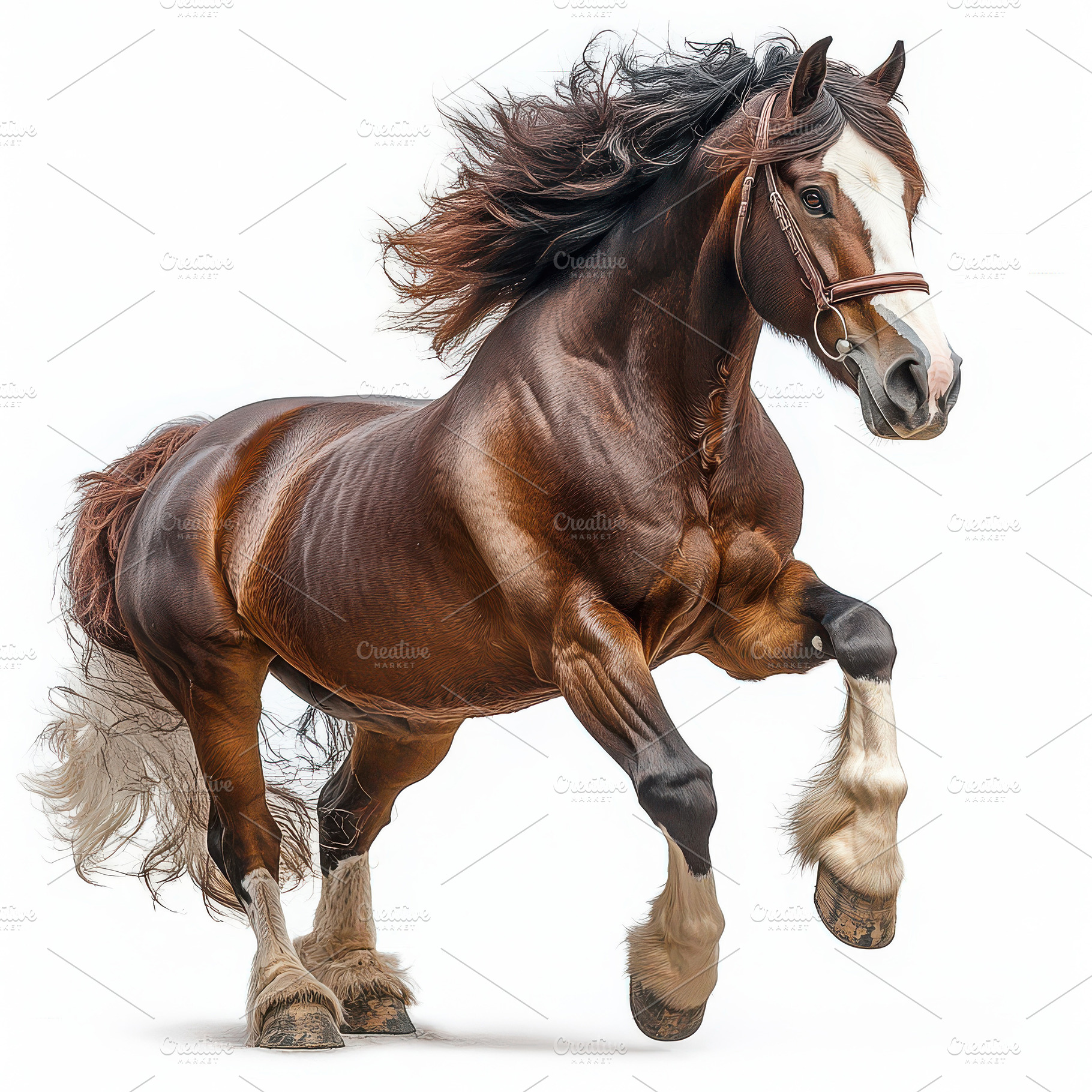 Majestic Brown Clydesdale Horse Runn, an Animal Photo by Pixeness Studio
