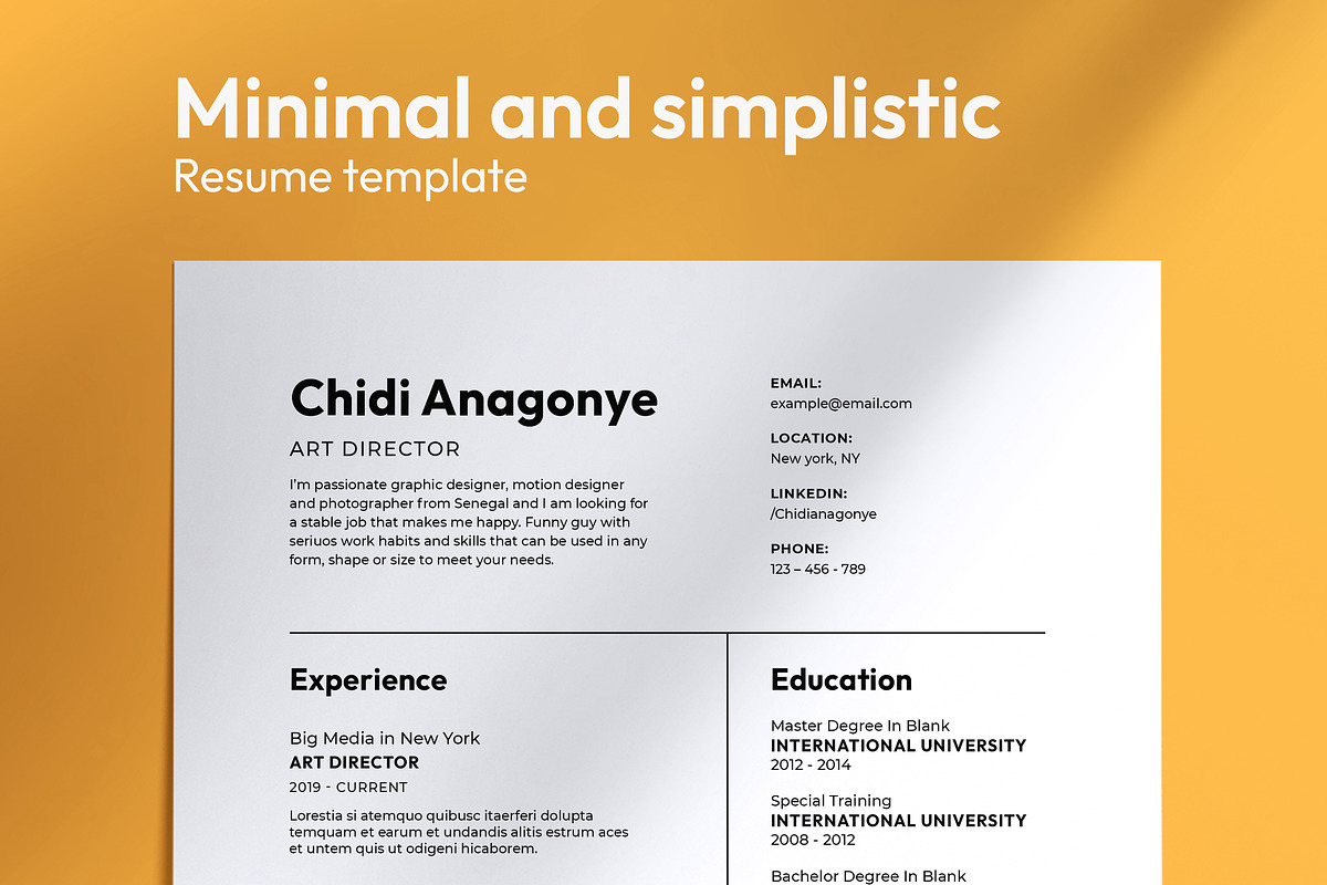 Minimal and Simple Resume template