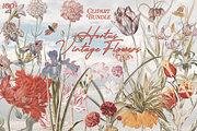 Hortus Vintage Flowers Cliparts, a Decorative Illustration by Lilithcollageart (Thumbnail 2 of 12)