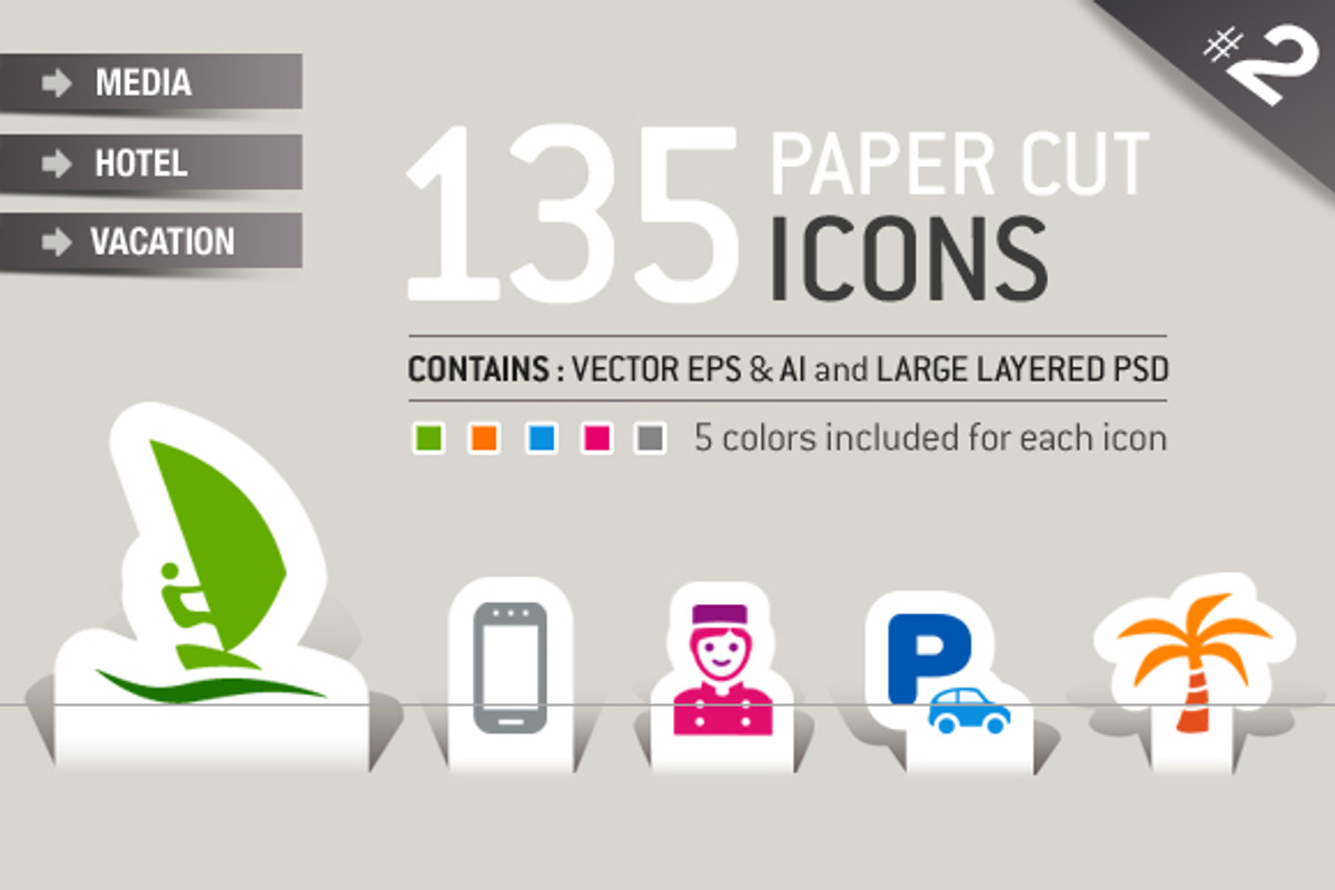 135 Papercut Icons