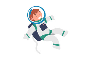 Space With Boy Astronaut Character