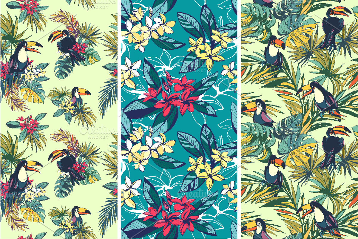 Big Tropical Set: patterns & frames, a Pattern Graphic by VasilkovS (Photo 5 of 7)
