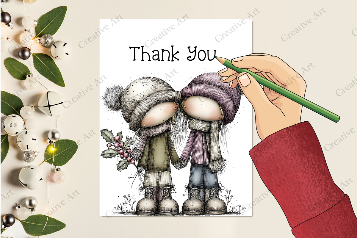 Whimsical Christmas Gnome Clipart, an Illustration by Creative Art (Photo 8 of 10)