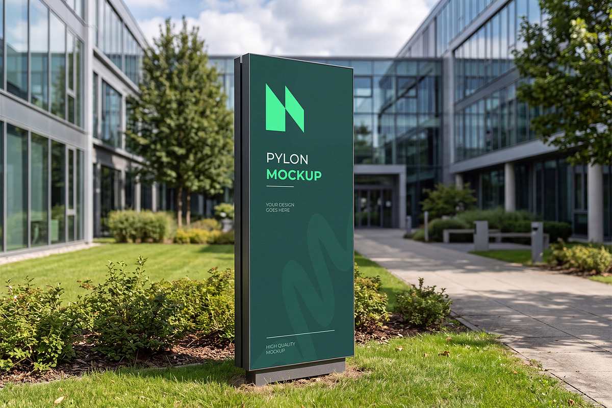 Pylon Sign PSD Mockup, an Advertising Mockup by graphypix (Photo 1 of 4)