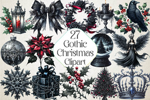 Gothic Christmas Clipart Bundle, an Illustration by DreamPrint404