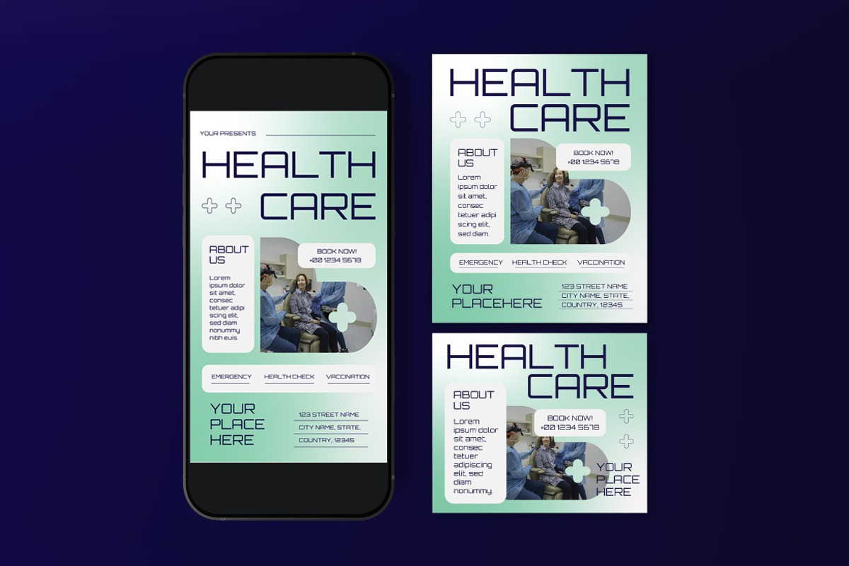 Blue Utilitarian Hospital Flyer Set, a Flyer Template by graphicook (Photo 3 of 3)