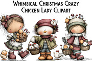 Christmas Crazy Chicken Lady Clipart, an Illustration by Pixels.Craft (Thumbnail 1 of 6)