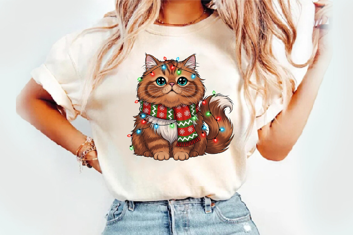 Cat Christmas Lights PNG, Spooky png, an Illustration by Watercolor design (Photo 2 of 3)