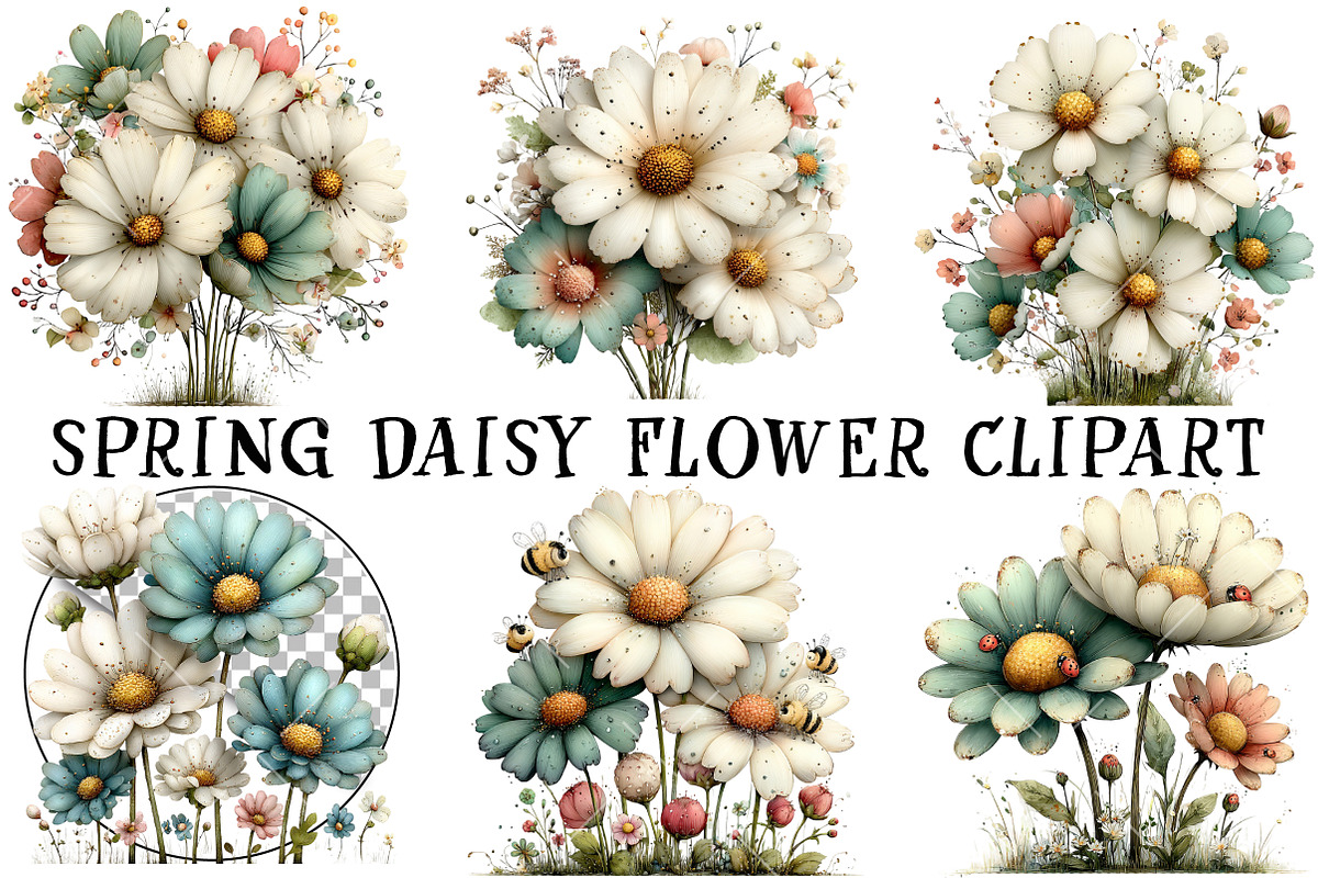 Spring Daisy Flower Clipart, an Illustration by OK Design (Photo 3 of 6)