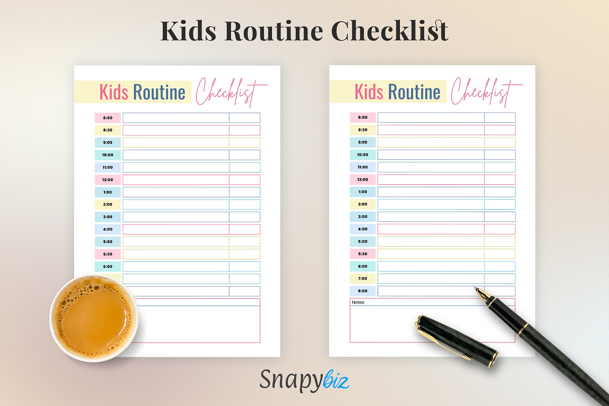 Editable Kids Daily Routine Checklist
