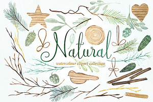 Natural Winter Watercolor Clipart