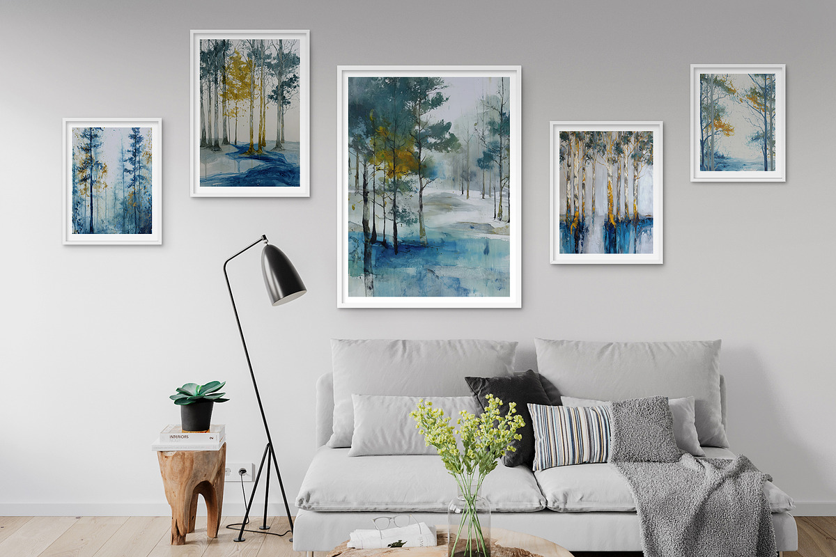 Blue Forest Landscape Art, a Decorative Illustration by Housui Patterns (Photo 9 of 12)