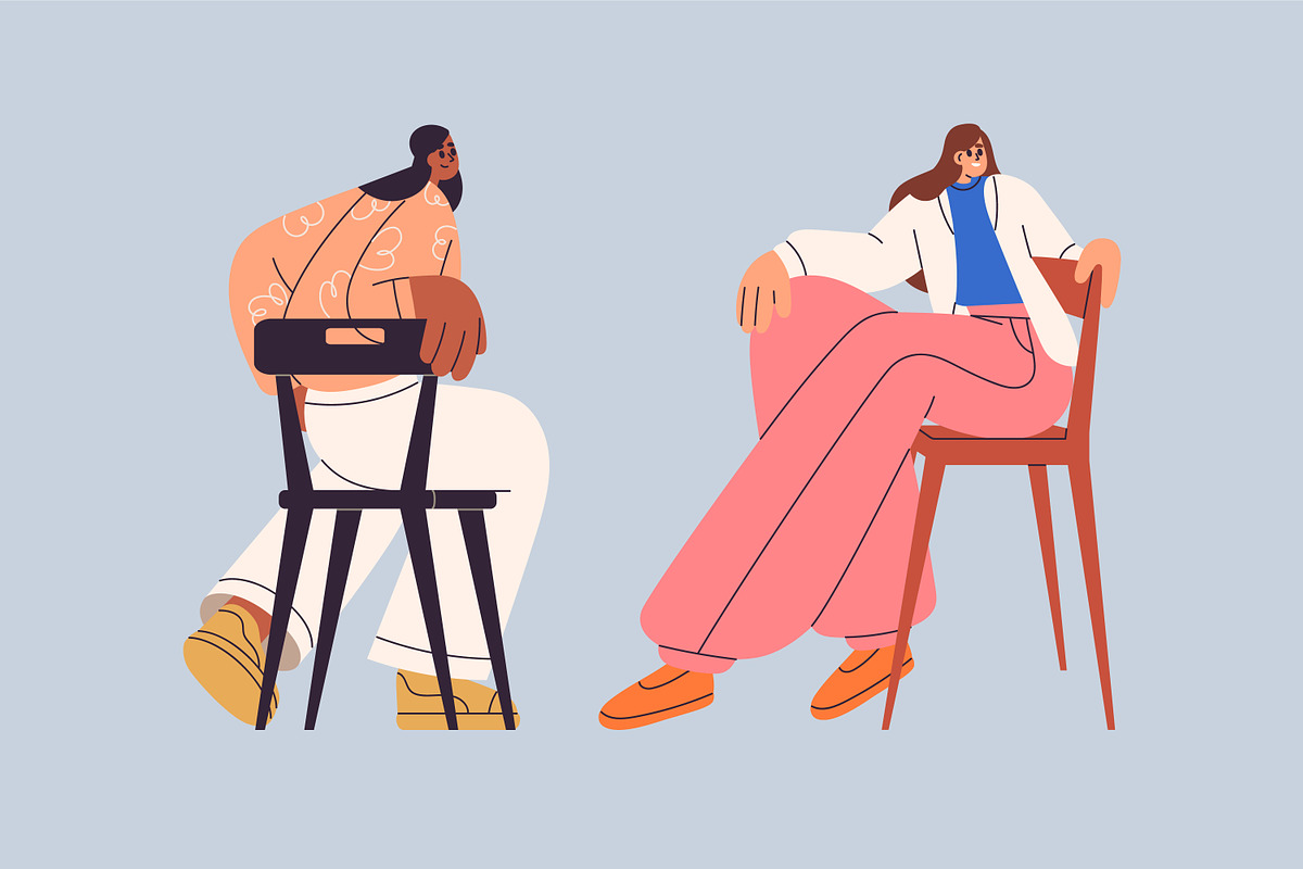 Modern people sitting on chairs set, a Person Illustration by Good Studio (Photo 12 of 13)