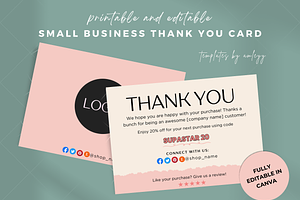 Thank you card for small business, a Card Template by Elegant_Studio44