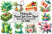 Tropical Lush Green Birthday Clipart, an Illustration by Daily.Designs (Thumbnail 1 of 5)