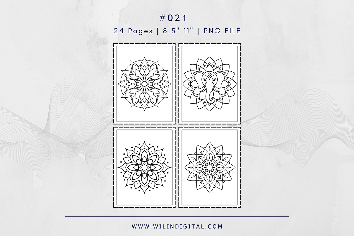 24 Coloring Pages Digital Mandala, a Graphic by Wilin Digital (Photo 2 of 3)