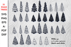 Rustic Christmas tree vector set